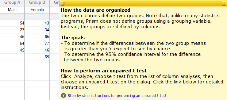 Graphpad prism：如何利用样本数据进行t检验
