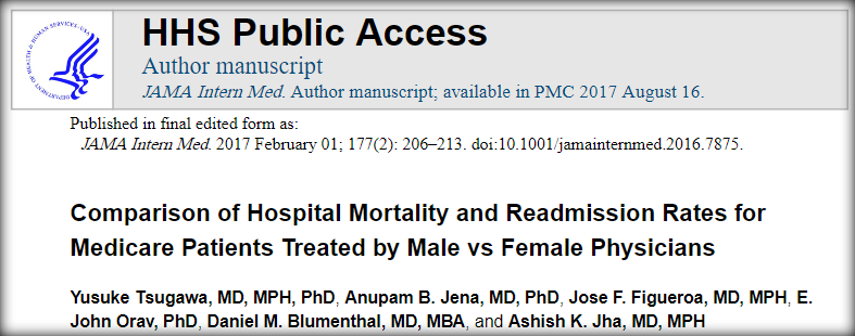 JAMA internal medicine：男医生和女医生治疗病人的预后情况会有差异吗