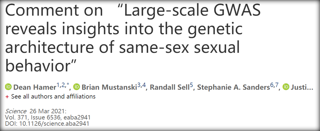 Nature：一些基因位点与同性性行为的发生显著相关